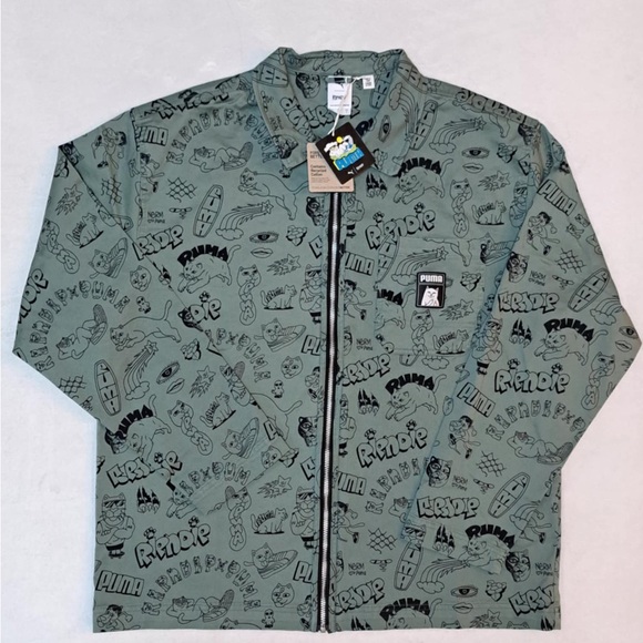 PUMA X RIPNDIP AOP Twill Jacket (Eucalyptus) - Men's size LARGE - Picture 4 of 12